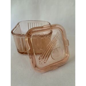 Vintage Depression Glass Pink Container with Lid